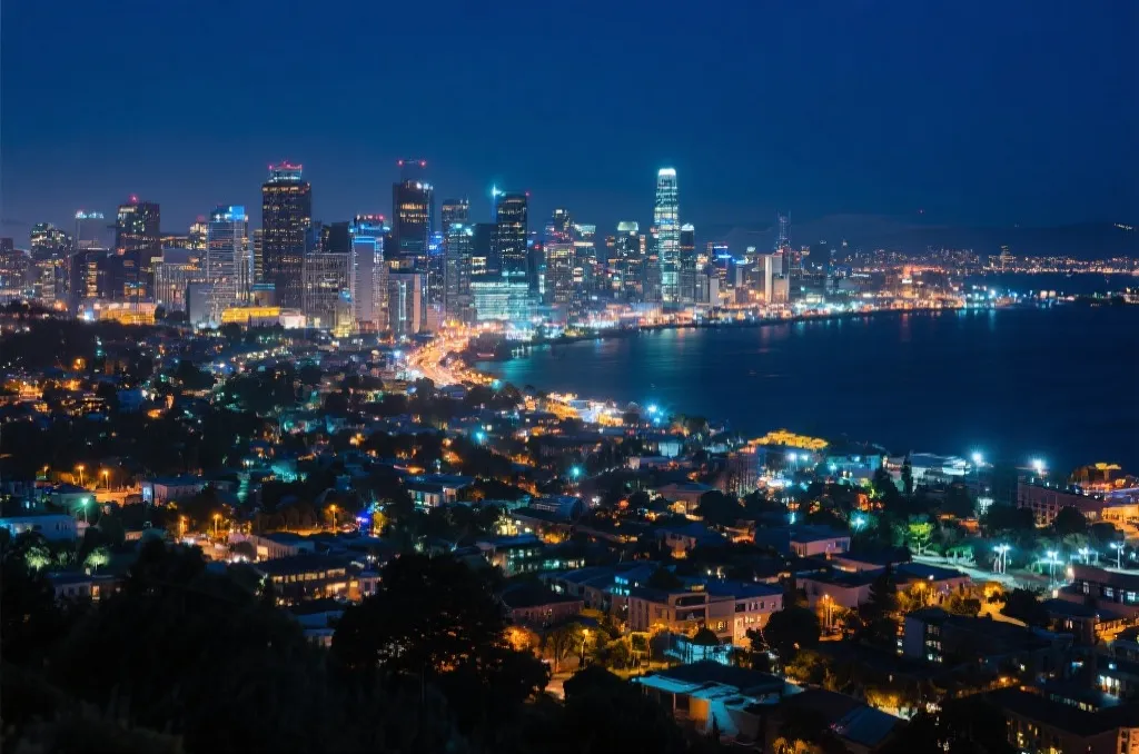 繁华的旧金山湾区夜景